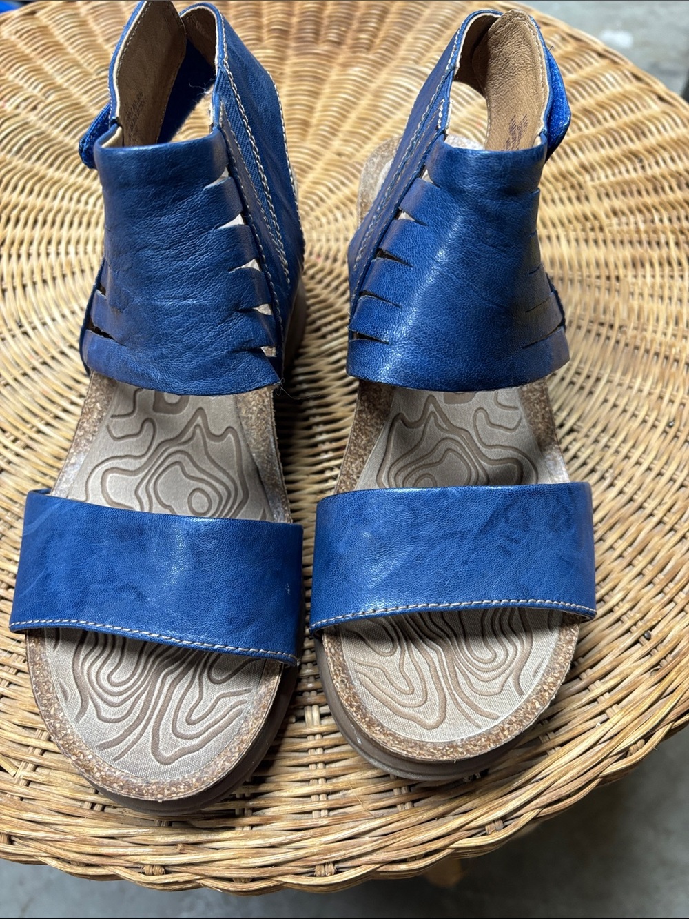 Bionica Blue Leather Slingback Sandals
